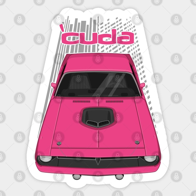 Plymouth Barracuda - Hemi Cuda - 1970 - Moulin Rouge Pink Sticker by V8social